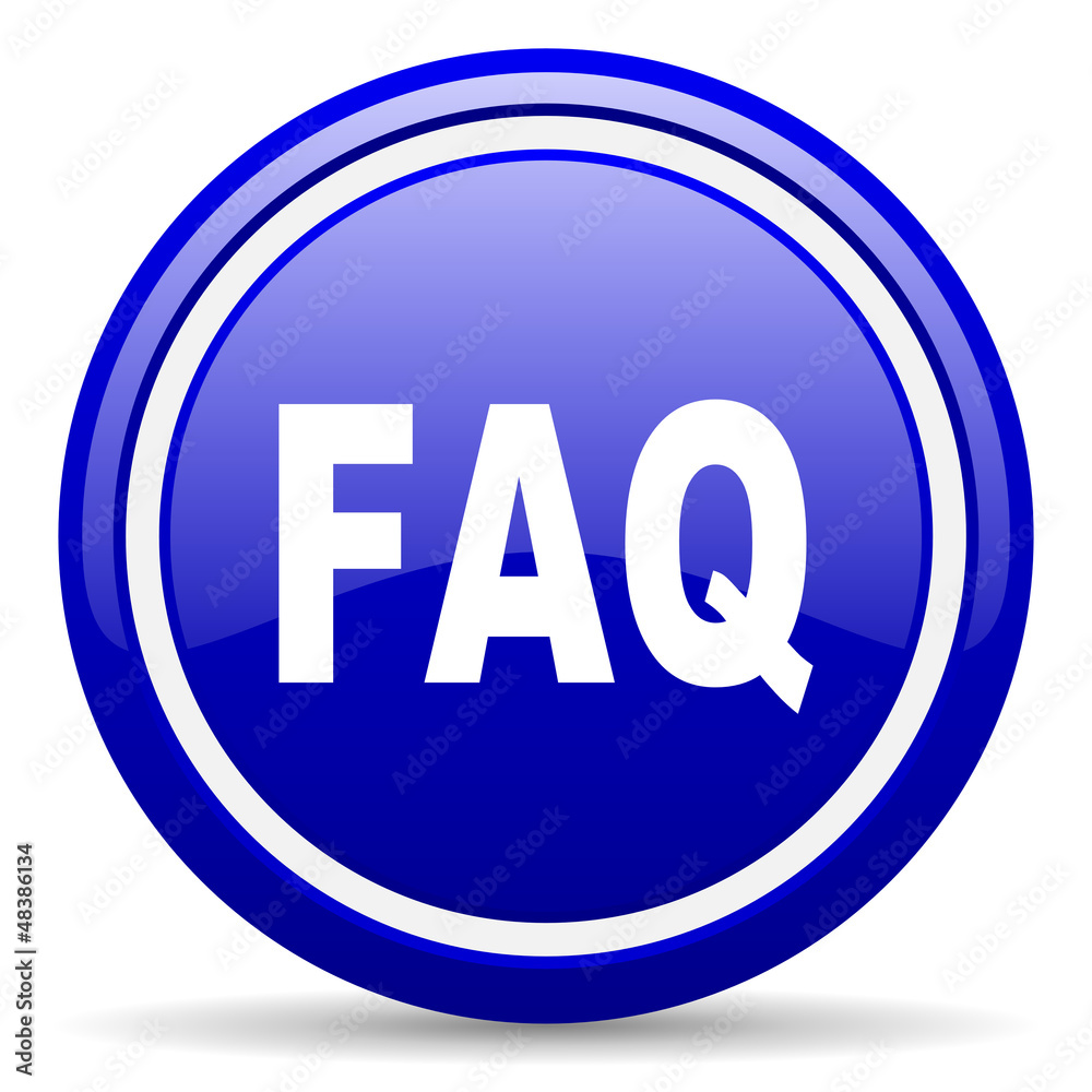 faq blue glossy icon on white background faq blue glossy icon on white background