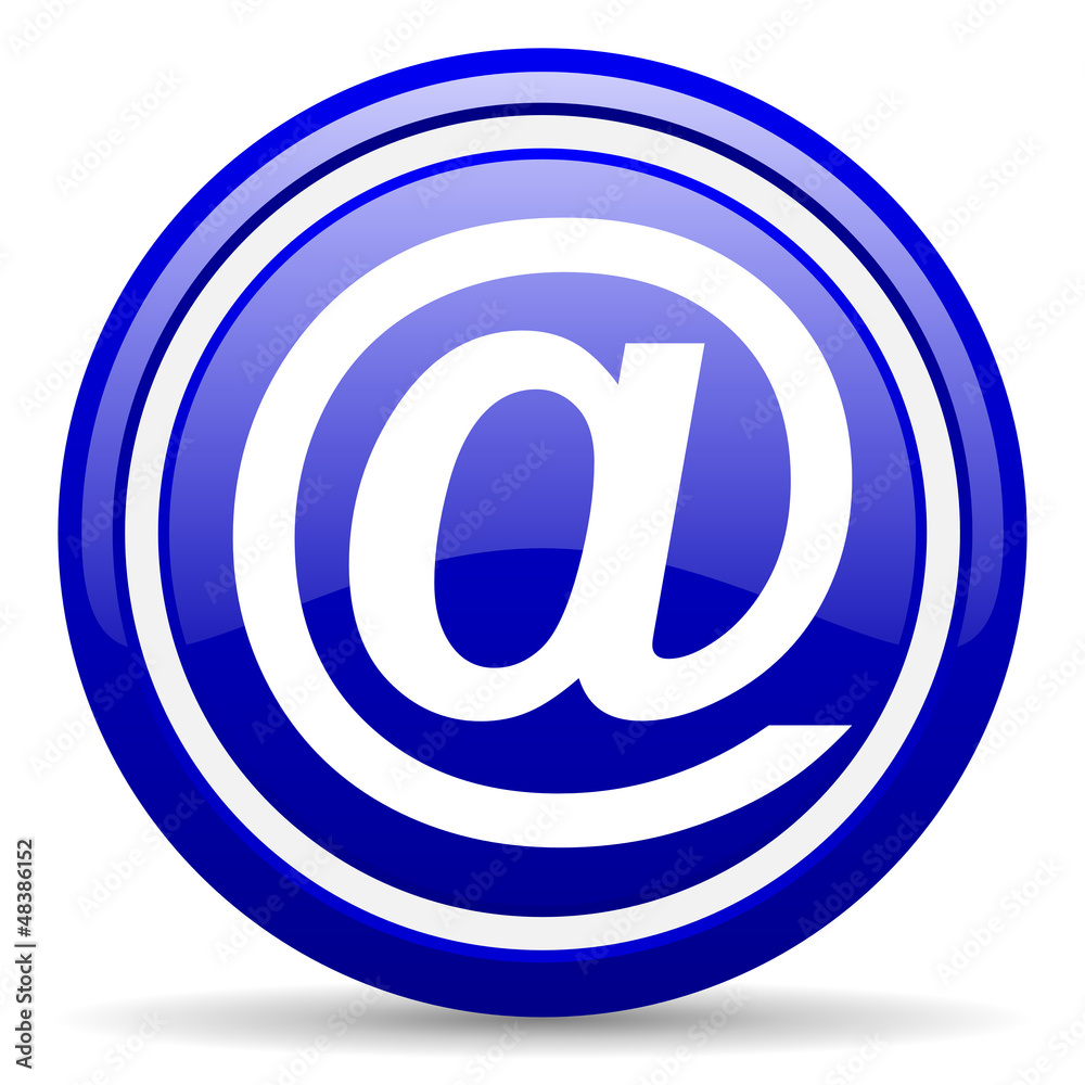 Fototapeta premium at blue glossy icon on white background