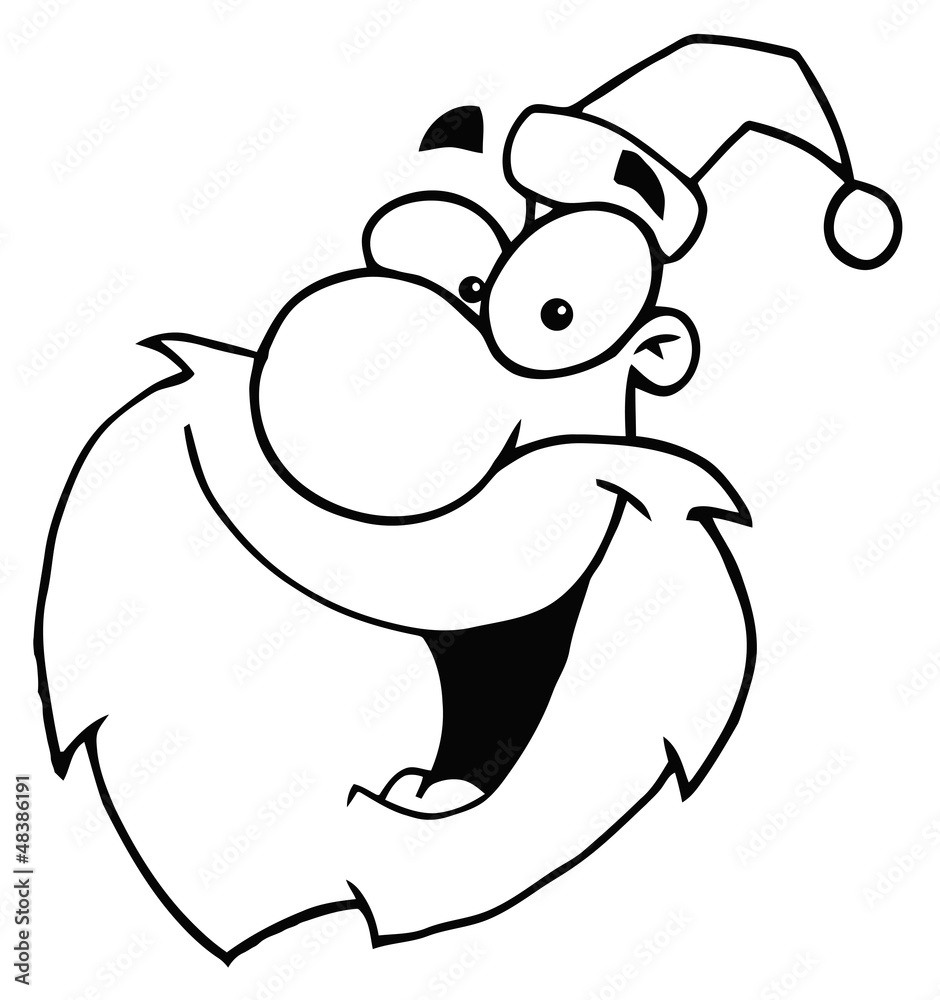 Obraz premium Coloring Page Outline Of A Happy Cartoon Santa Head Facing Left