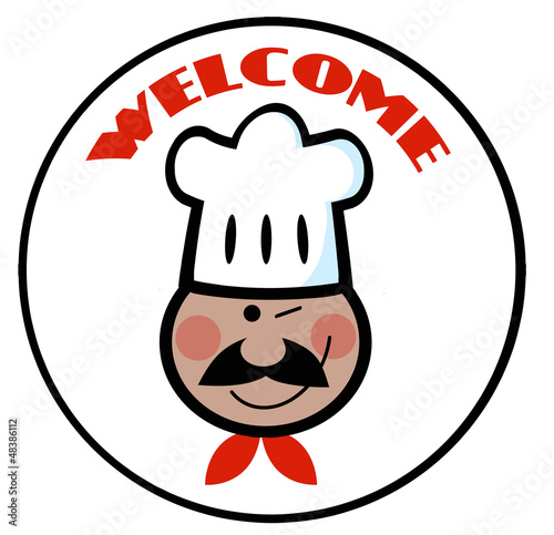 Welcome African American  Chef Face Circle