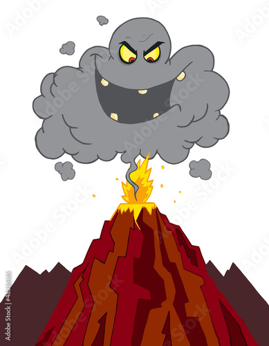 Evil Ash Cloud Above An Erupting Volcano