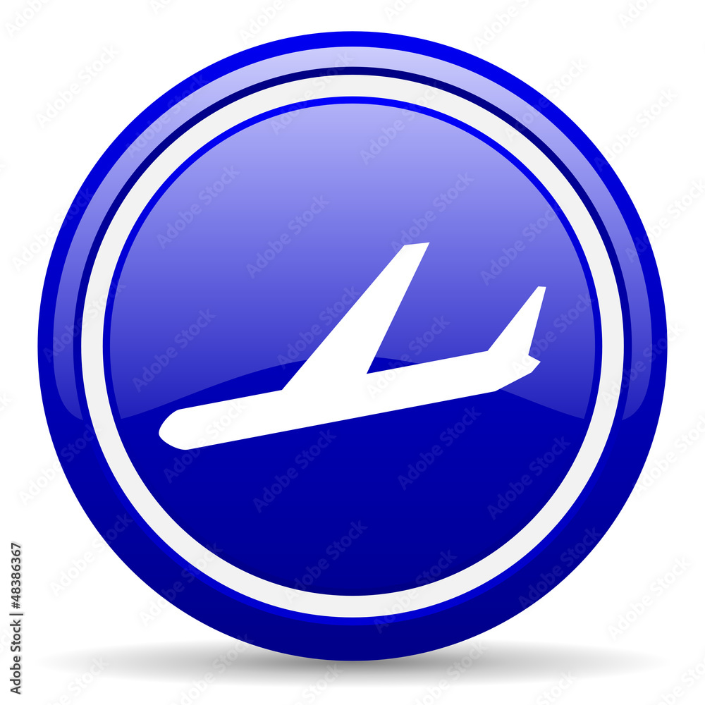airplane blue glossy icon on white background airplane blue glossy icon on white background