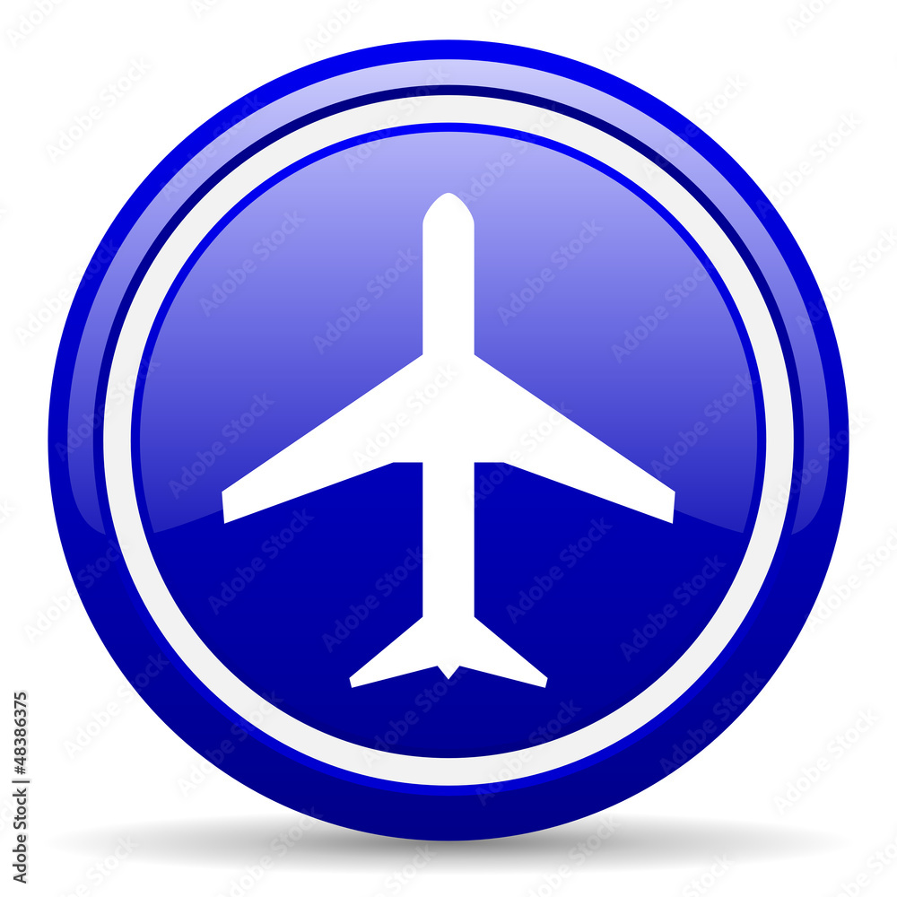 airplane blue glossy icon on white background airplane blue glossy icon on white background