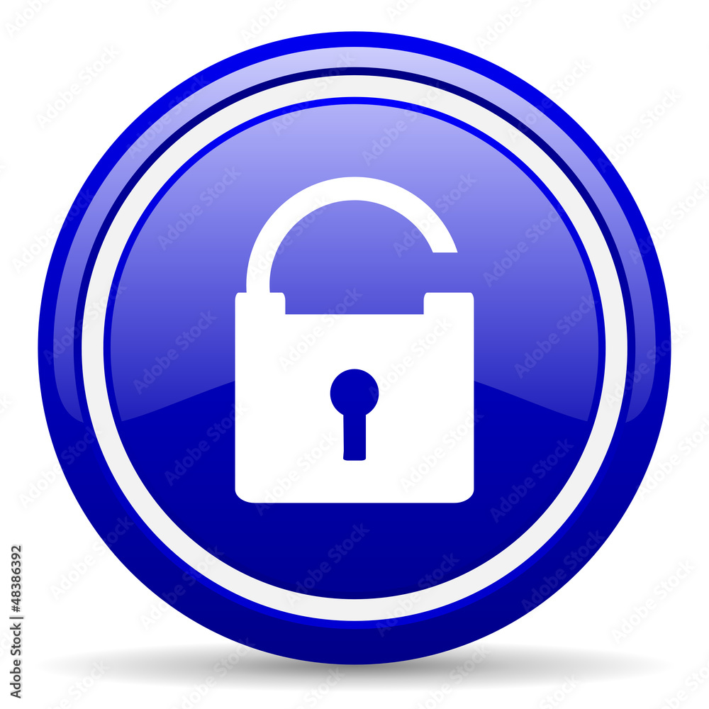 padlock blue glossy icon on white background padlock blue glossy icon on white background