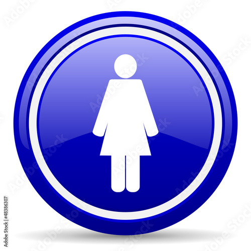 woman blue glossy icon on white background