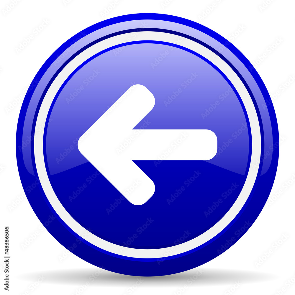 arrow left blue glossy icon on white background arrow left blue glossy icon on white background