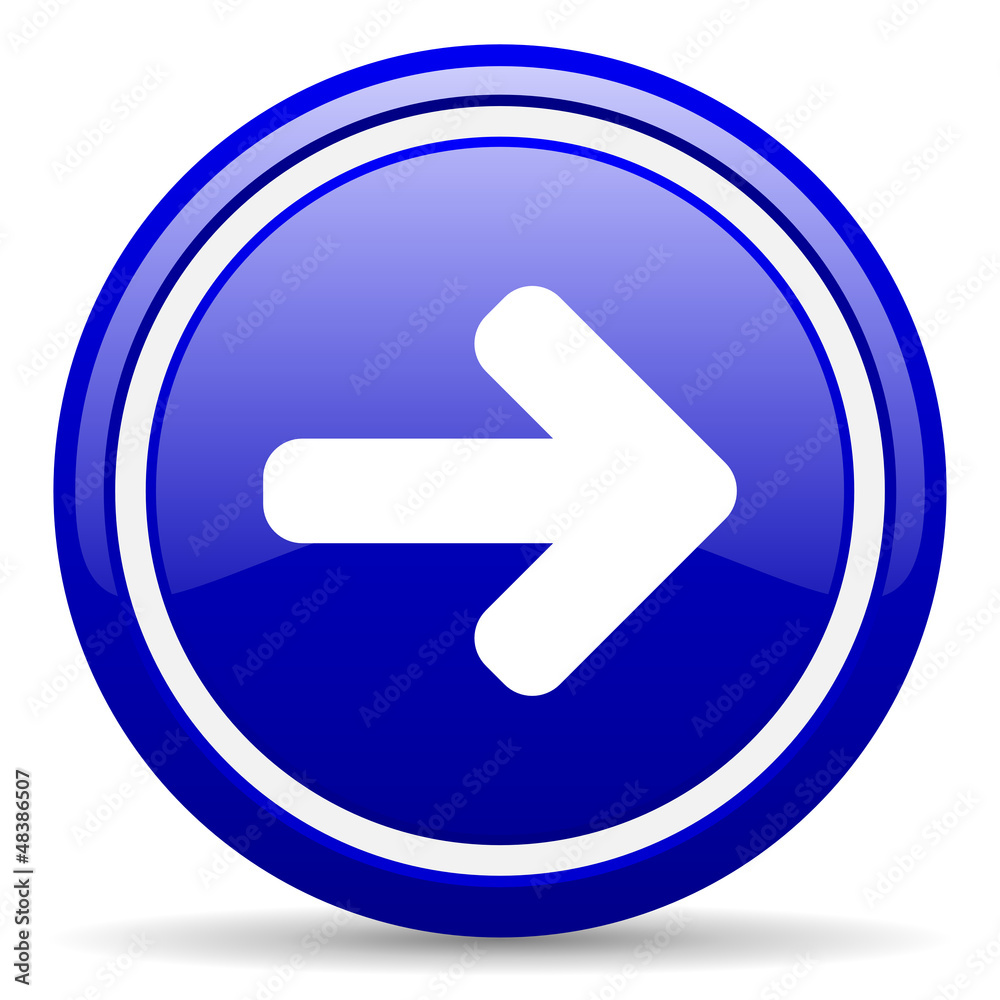 arrow right blue glossy icon on white background arrow right blue glossy icon on white background