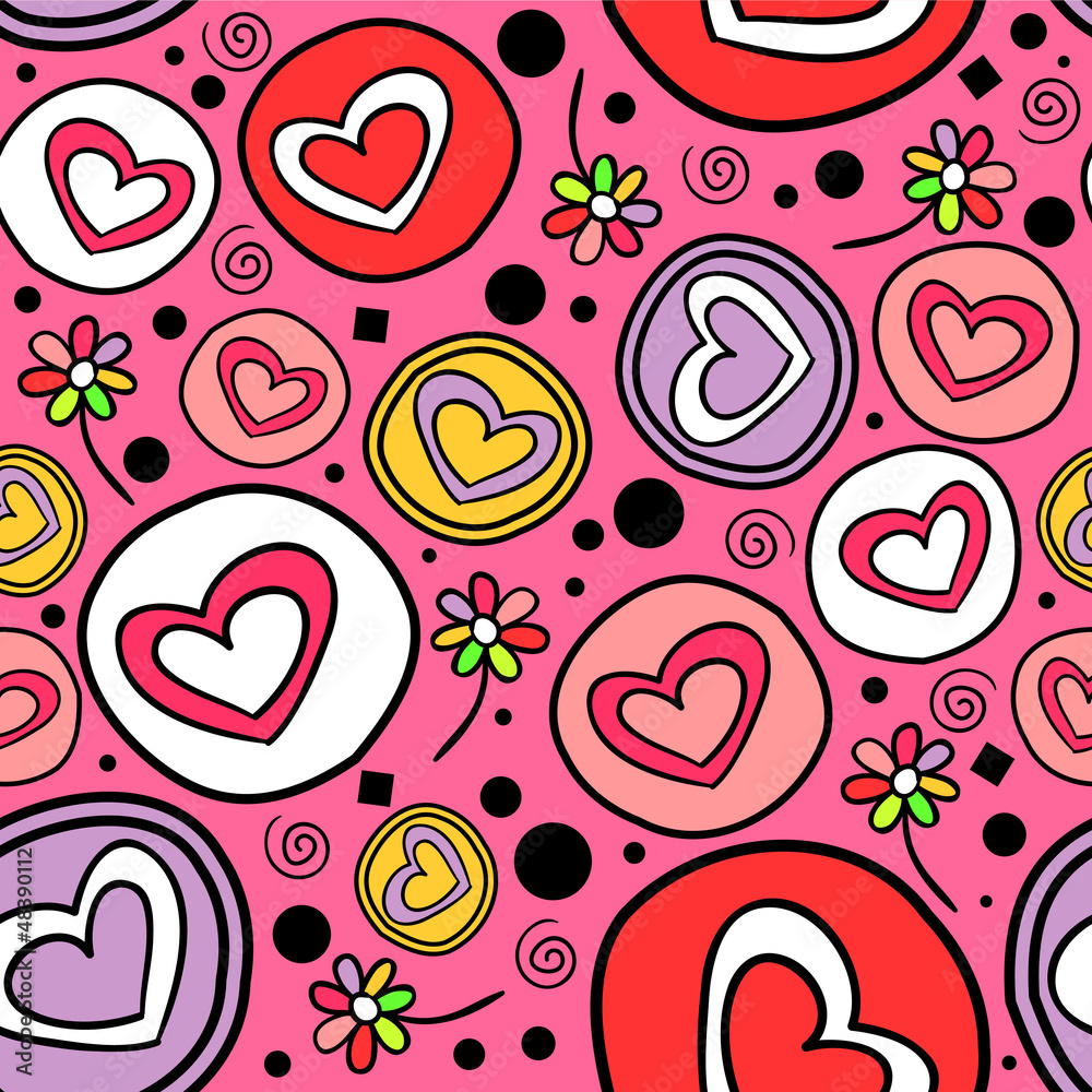 Cute romantic seamless pattern