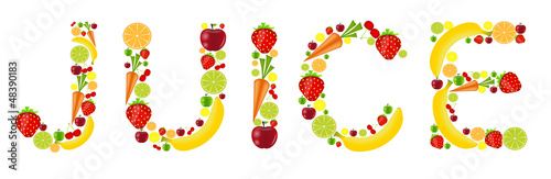 fresh fruits juice word vector illustration
