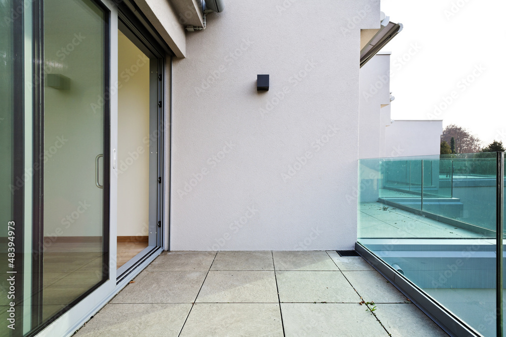 Fototapeta premium modern architecture, new apartment, balcony view