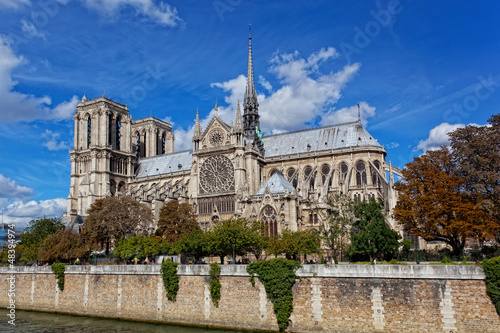 Cathedral of Notre Dame de Paris sunny autumn afternoon