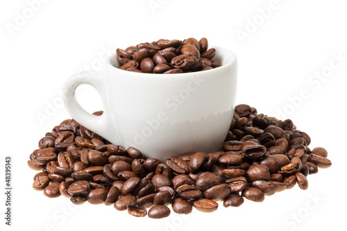 espresso cup with coffee beans