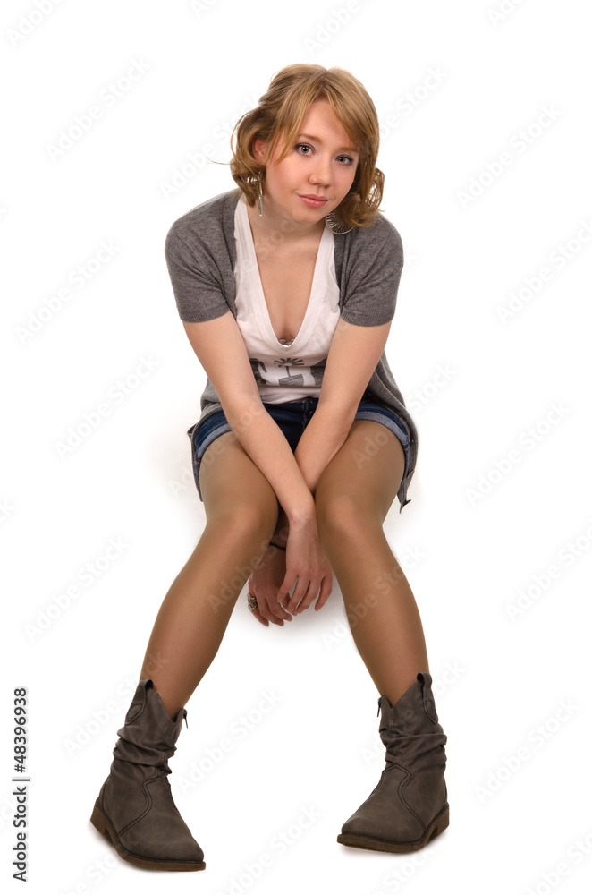 Fototapeta premium Bored young blonde girl