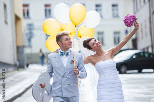 Walking on a wedding day