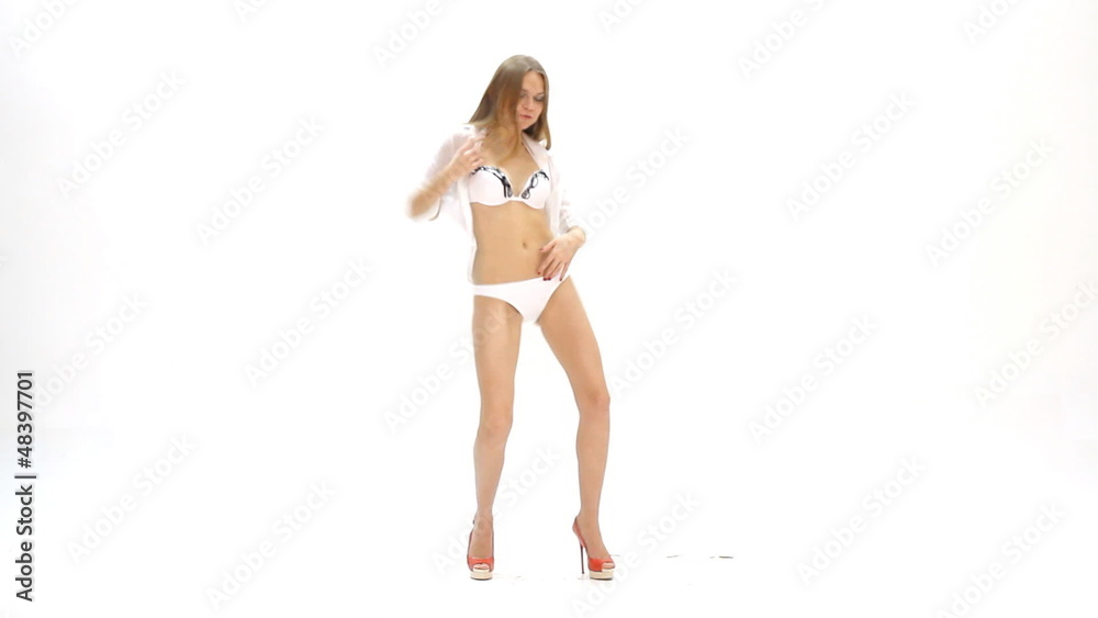 sexy young girl dancing against white background sexy young girl dancing against white background