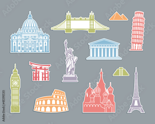 World sights in the form of stickers