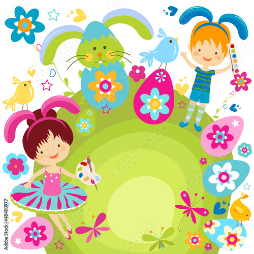 boy and girl celebrating easter