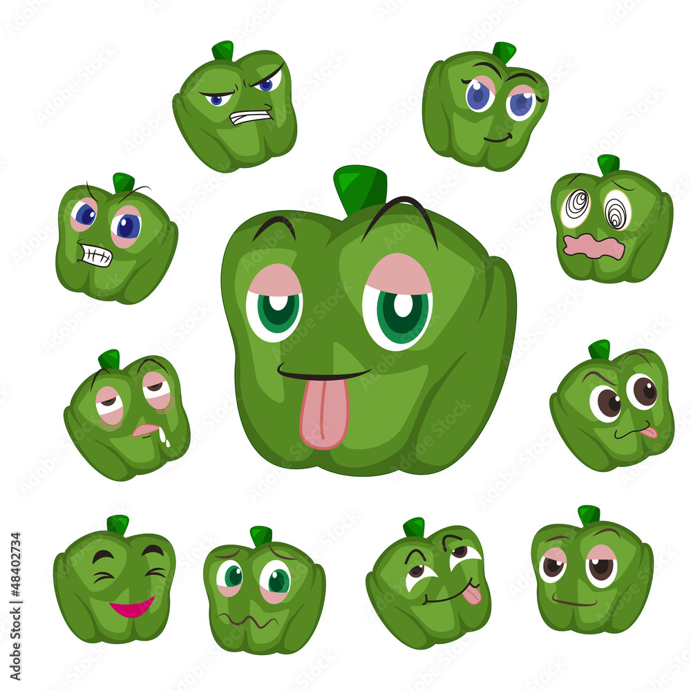 green pepper cartoon with many expressions green pepper cartoon with many expressions