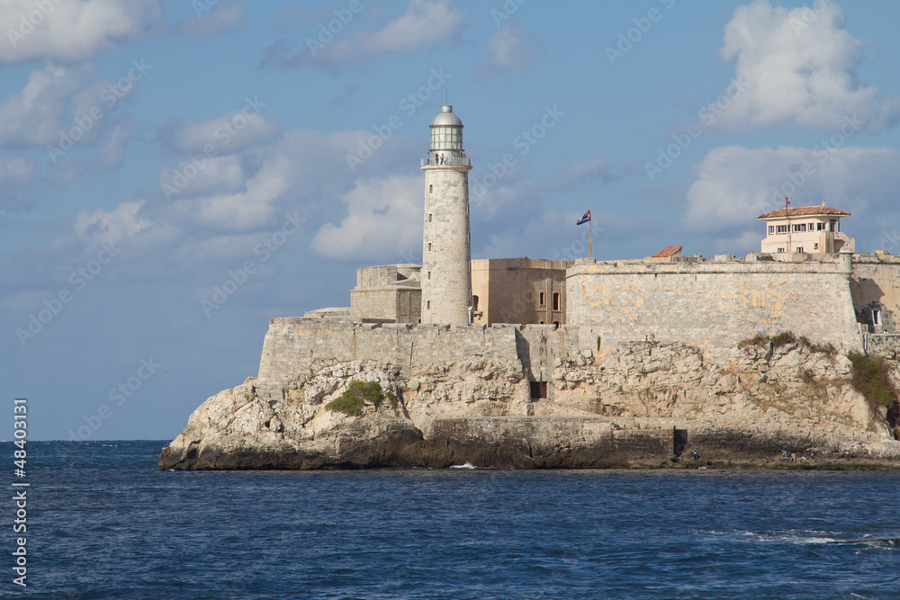 Havana. Views of the fortress El Moro and lighthouse of