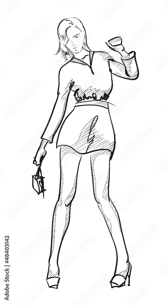 Fototapeta premium SKETCH. fashion girls