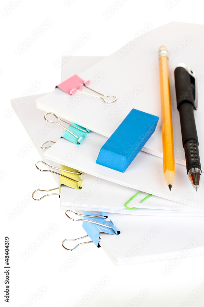 Obraz premium Documents with binder clips close up