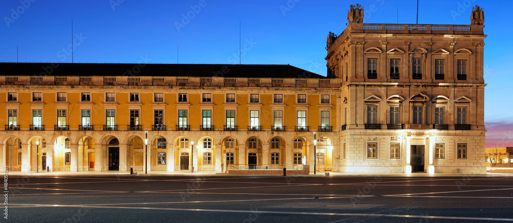 famous commerce square at Lisbon by night