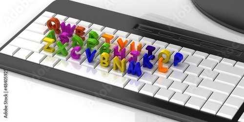 The keyboard with the alphabet