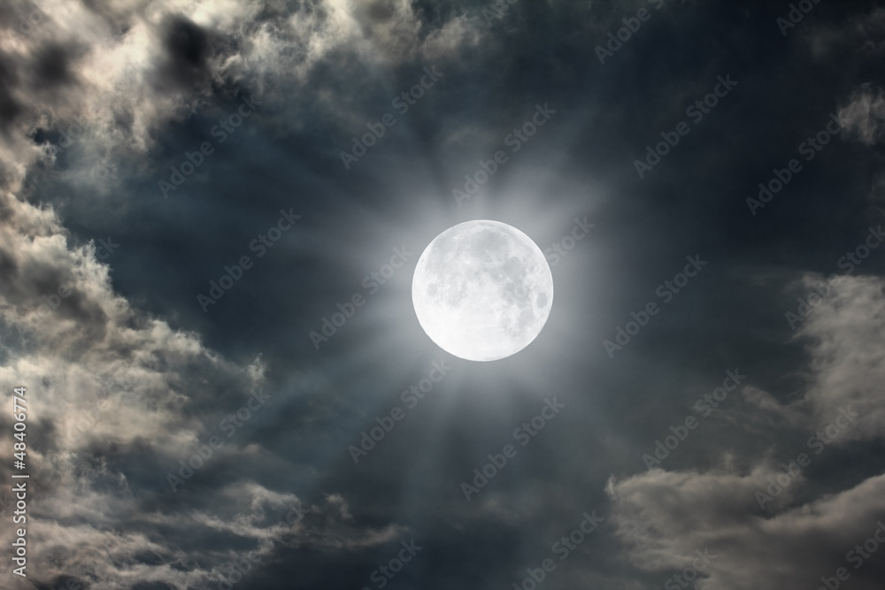 night sky with moon and clouds