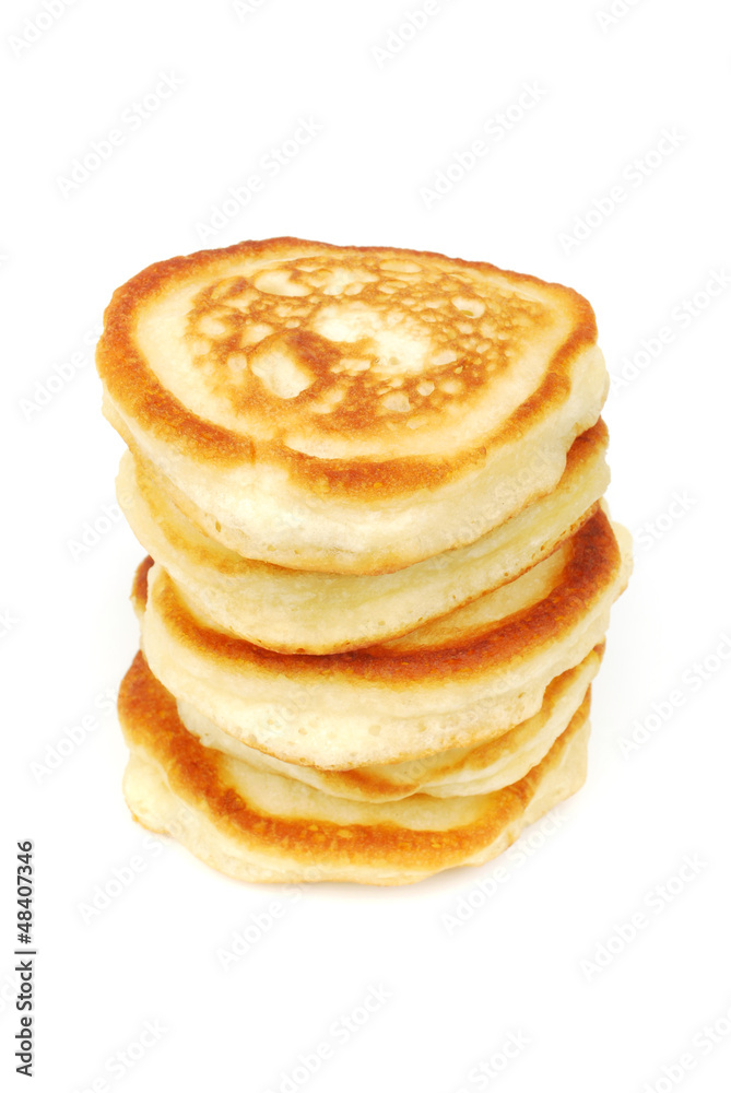 a stack of pancakes isolated on white background