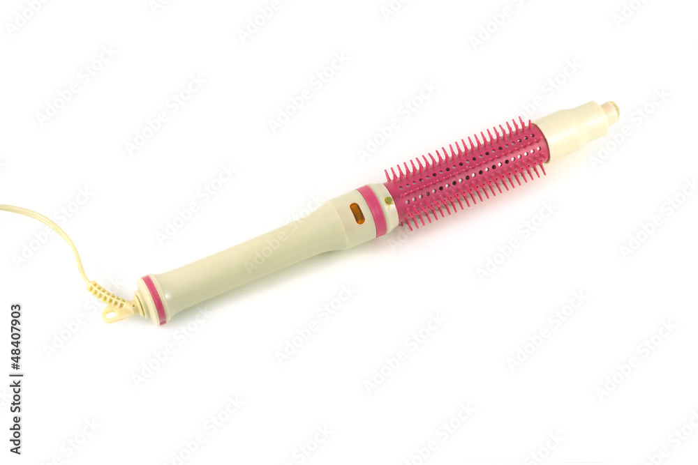 Fototapeta premium Retro electrical tongs for curly hair isolated on white