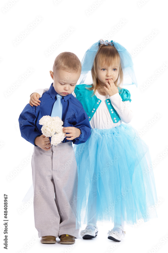 cute little boy and girl on a date