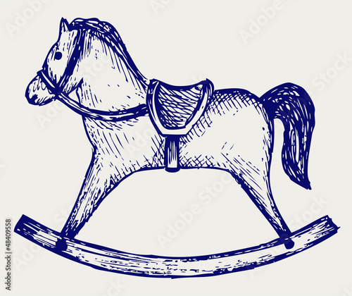 Wooden rocking horse. Doodle style