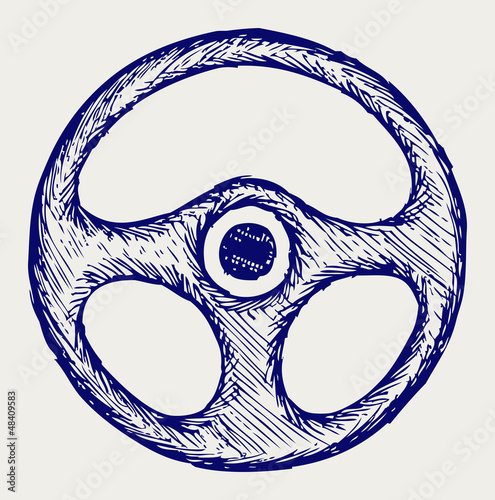 Steering wheel. Doodle style