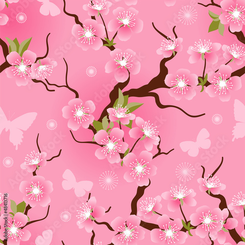 Cherry blossom seamless flowers pattern.