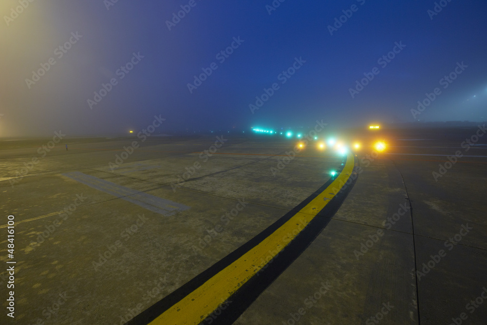 Marking on runway - Airport at the night