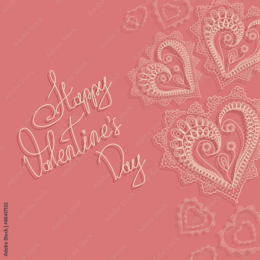 Valentine's day card with lacy hearts