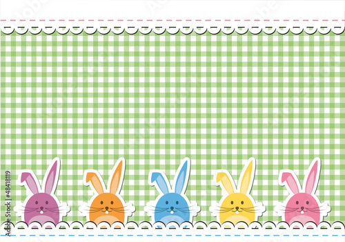 Bunte Osterhasen auf Karo-Hintergrund