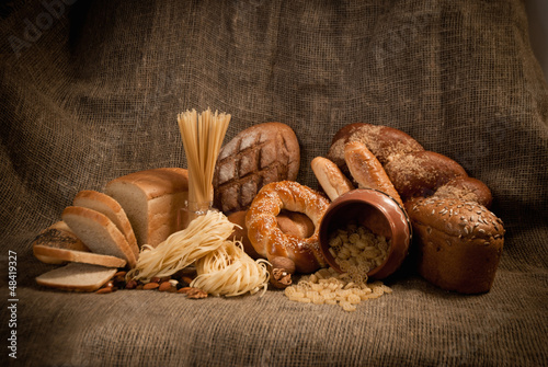 healthy  meal with bread , cereals