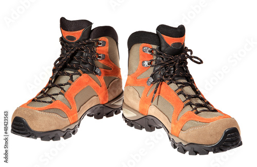 Hiking boots on the white background
