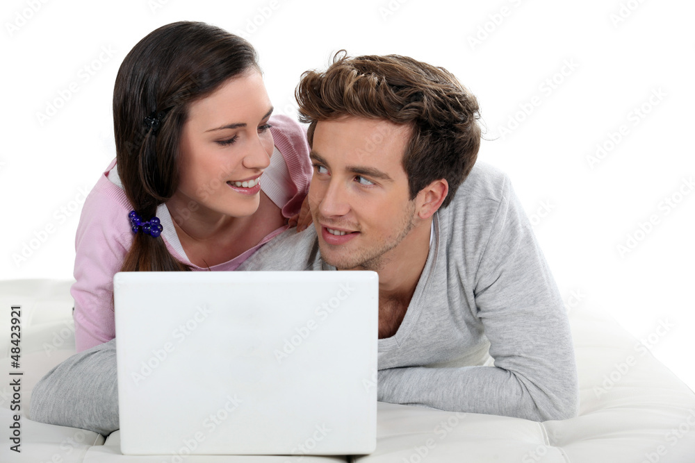 Couple surfing the internet