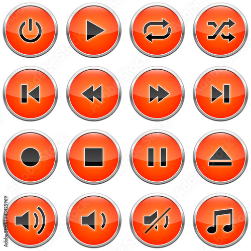 Orange glossy player buttons (without white path included)