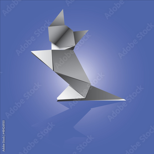Vector illustration of an origami cat