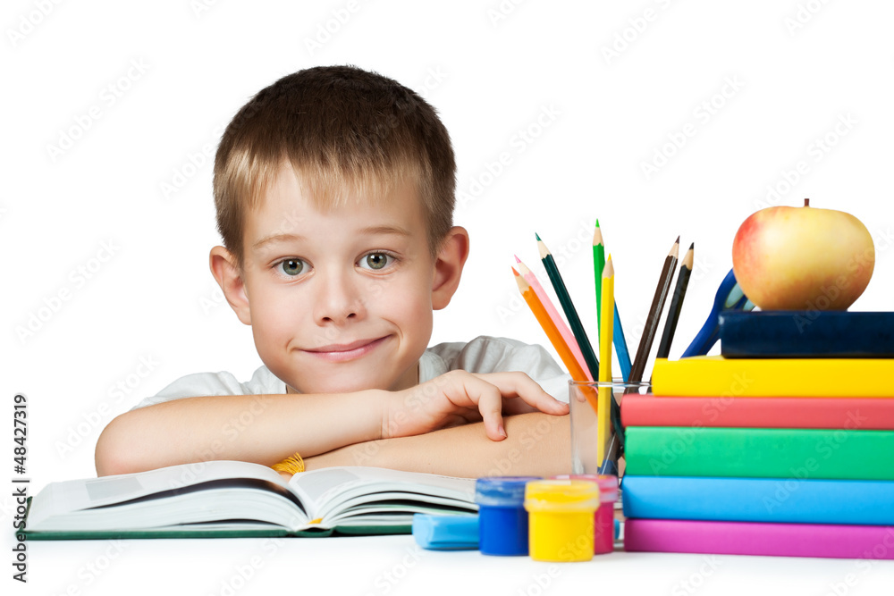 nice boy with books and pencils nice boy with books and pencils