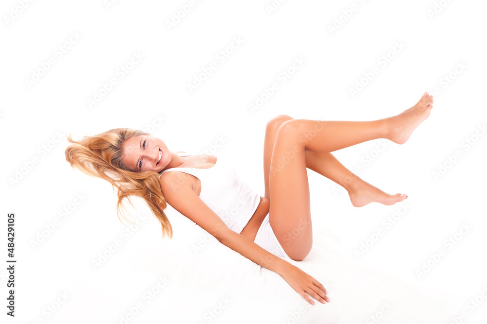 Beautiful blond woman showing her good shape Beautiful blond woman showing her good shape