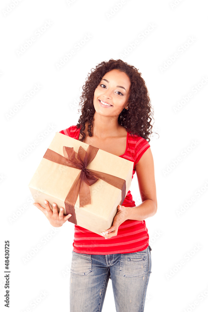 Beautiful african woman with presents Beautiful african woman with presents