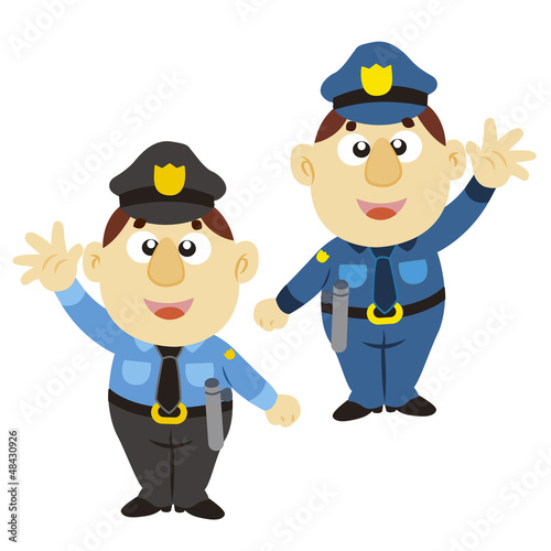 funny cartoon policeman, two colors