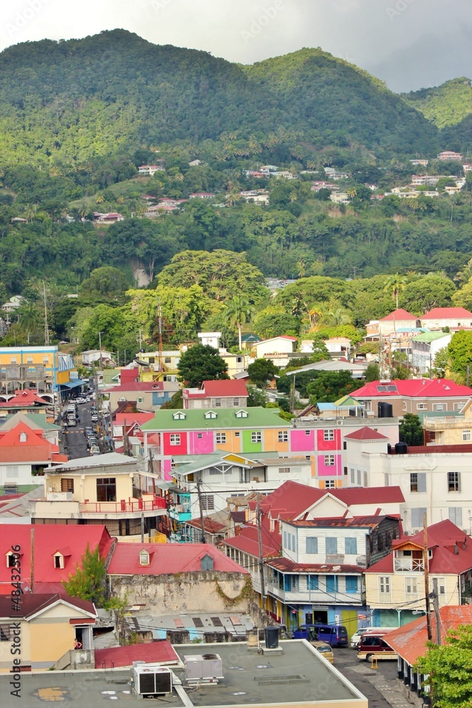 Dominica mountains and homes 