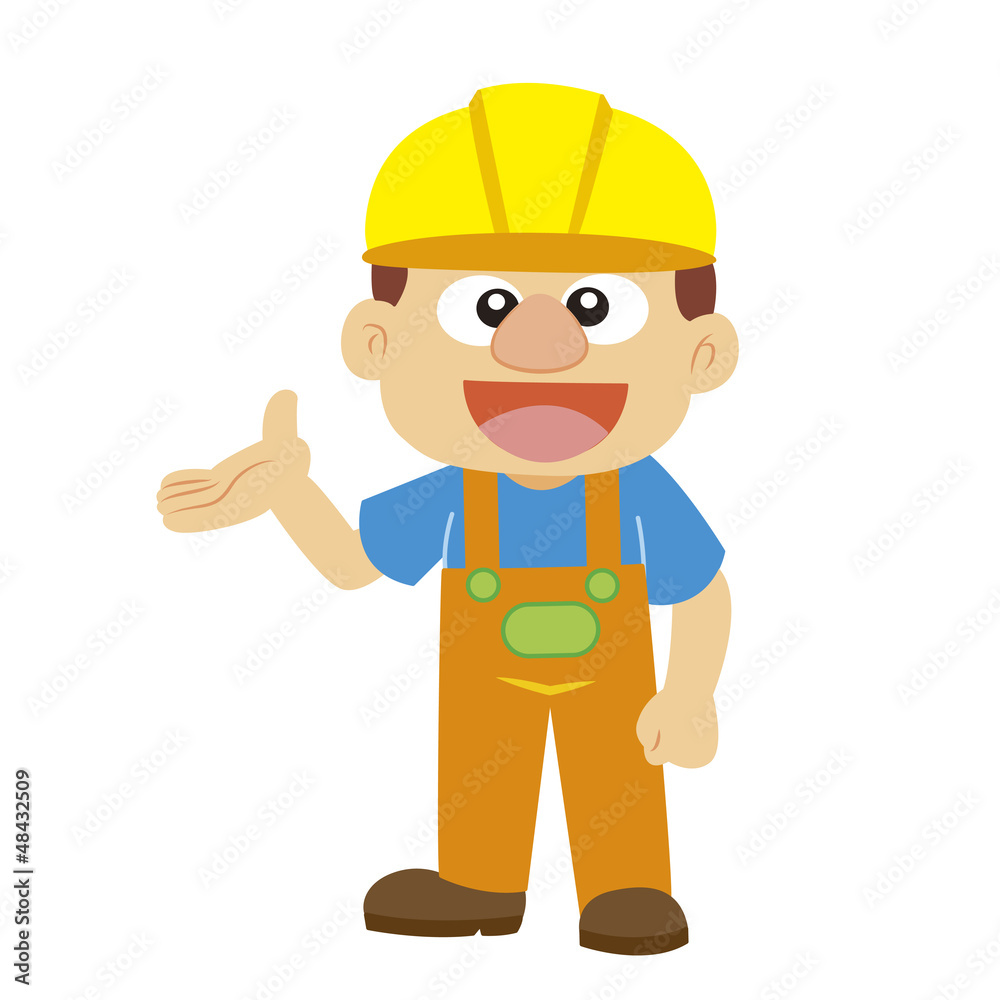 Vector illustration of a builder in yellow helmet Vector illustration of a builder in yellow helmet
