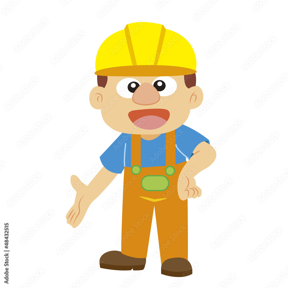 Vector illustration of a builder in yellow helmet Vector illustration of a builder in yellow helmet