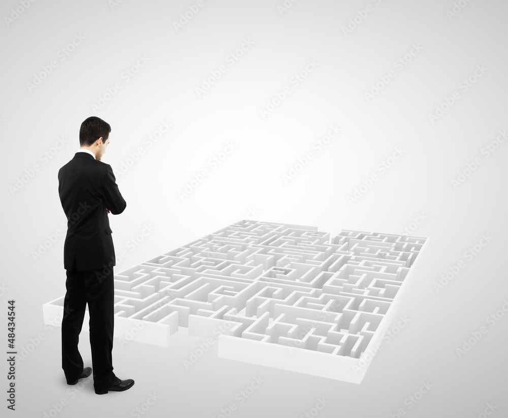 businessman and white labyrinth businessman and white labyrinth